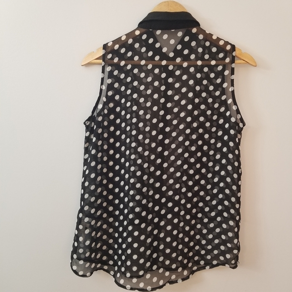 Porta Fortuna Sheer Polk a Dot button down blouse - Picture 7 of 10